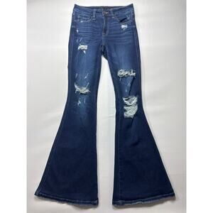 Flying Monkey Women's Mid Rise Super Flare Blue Jeans - Size 26 (26x33)